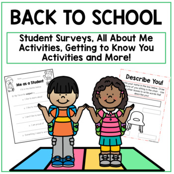 Preview of Back to School Student Surveys and All About Me Beginning of Year Activities