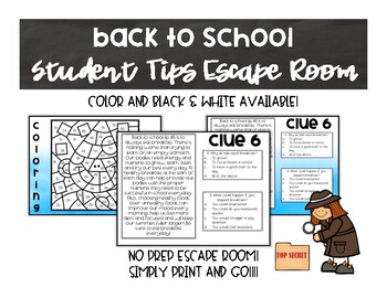 Back To School Student Tips Escape Room