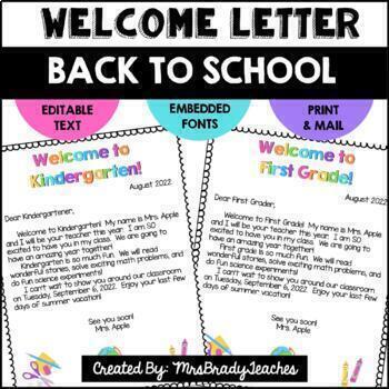 Preview of Back to School Editable Student Welcome Letter Mail