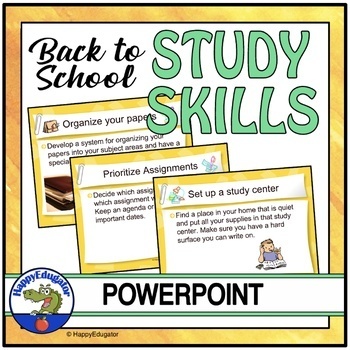 Preview of Middle School Transition Back to School Study Skills PowerPoint and Printables