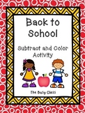 Back to School Subtract and Color Activity