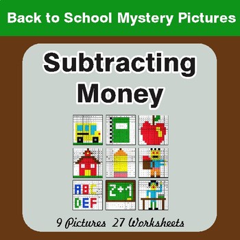 Back to School: Subtracting Money - Color-By-Number Math Mystery Pictures