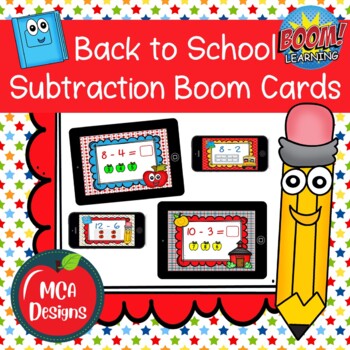Preview of Back to School Subtraction Boom Cards