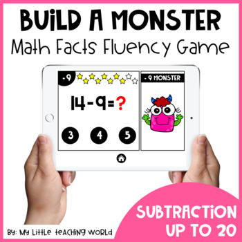 Preview of Back to School Subtraction Up To 20 Math Facts Fluency Game (Powerpoint)