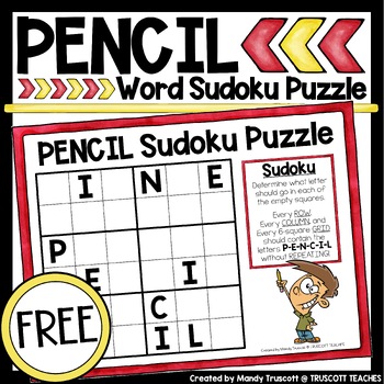 Back to School Sudoku Word Puzzle ... PENCIL