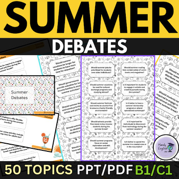 Preview of End of Year Back to School Summer Debates ELL ESL Speaking Writing Projects