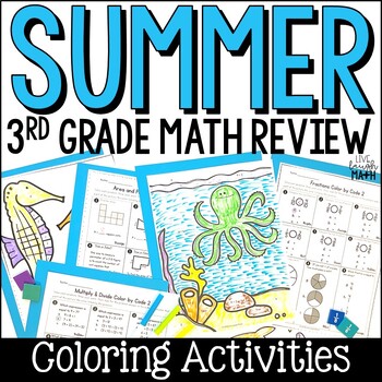 Preview of End of Year & Summer Math Packet - 3rd Grade Review Coloring Activities