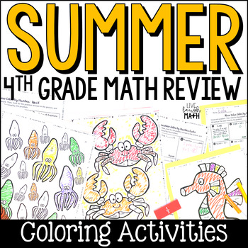 Preview of End of Year & Summer Math Packet - 4th Grade Review Coloring Activities