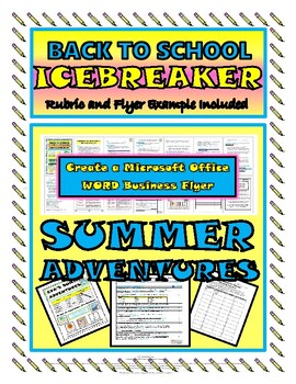 Preview of Back to School Summertime Business Flyer with Rubric and Teacher KEY