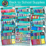 Back to School Supplies Clipart Bundle: Crayon, Marker, Pe