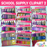 Back to School Supplies Clipart Bundle: Pencil, Notebook, 