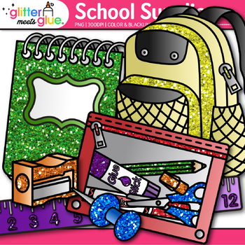 School Clipart, Back to School Supplies Clip Art, Pencil, Crayon, Marker,  Notebook, Paper Backpack Clipart for Teachers, Classroom PNG 