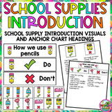 Back to School Supplies Introduction Anchor Charts