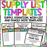 Back to School Supply List, Donation and Wish Lists, and S