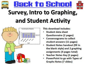 Preview of Back to School Survey, Intro to Graphing, and Student Activity