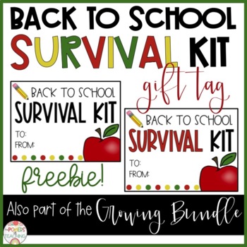 Back to School Survival Kit gift tag FREEBIE! by The Powers of Teaching