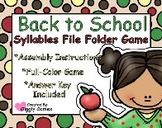 Back to School Syllables File Folder Game