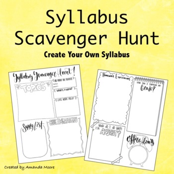 Preview of Back to School Syllabus Scavenger Hunt | Create Your Own Syllabus Template