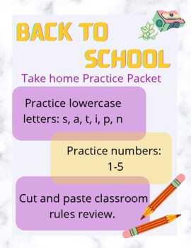 Preview of Back to School Take home practice