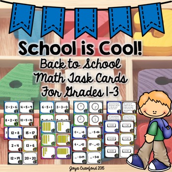 Preview of Math Task Cards Bundle - School Theme