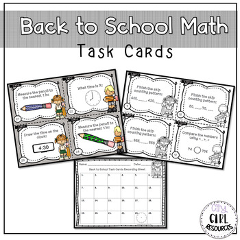 Preview of Back to School Math Task Cards (3rd grade)