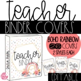 Back to School Teacher Binder Covers Boho Rainbow