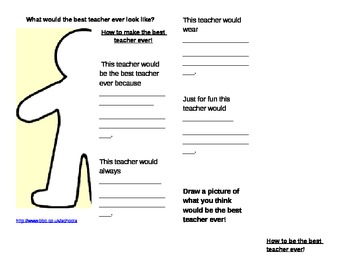 Preview of Back to School Teacher Creative Writing Activity 