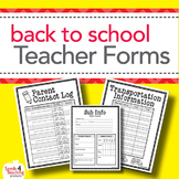 Back to School Forms for Teachers