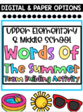 Back to School Team Building Activity: Words of the Summer