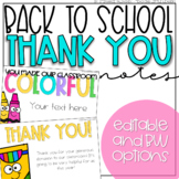 Back to School/Classroom Donation Thank You Notes (Editable)