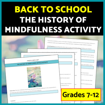 Back to School: The History of Mindfulness Article Activity | TPT