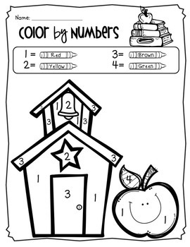 Color by Number + Coloring Pages, Back-to-School Theme ...