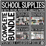 Back to School Supplies Theme Decor Bulletin Board Editabl