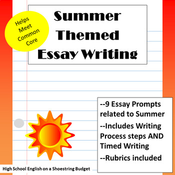 Preview of Summer Themed Essay Writing, w Rubrics & Printables
