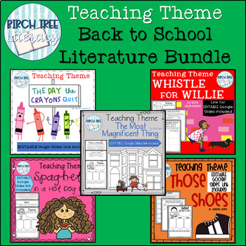 Preview of Back to School Theme Literature Bundle with EDITABLE Google Slides Links