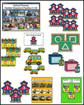 Preview of Back to School Theme Math and Literacy Bundle