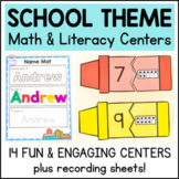 Back to School Theme Math and Literacy Centers for Pre-K a