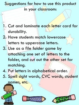 Back to School Themed Alphabet Match by Kindergarten Creations by Ms B