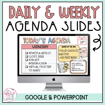 Preview of Back to School Themed Daily Agendas for Google Slides