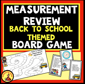 Preview of MEASUREMENT REVIEW GAME BOARD Practice Activity Back to School Themed Questions
