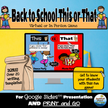 Preview of Back to School This or That Digital and Printable Game and Opinion Writing