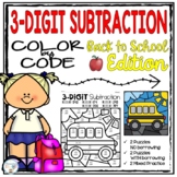 Back to School Three Digit Subtraction Color by Number Dif