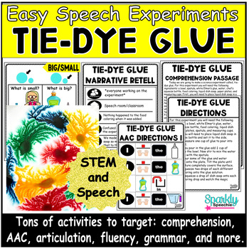 Preview of Back to School Tie Dye Glue Easy Speech Experiment Speech Language Articulation