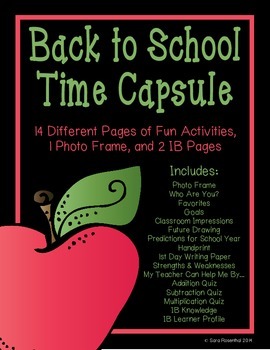 Preview of Back to School Time Capsule