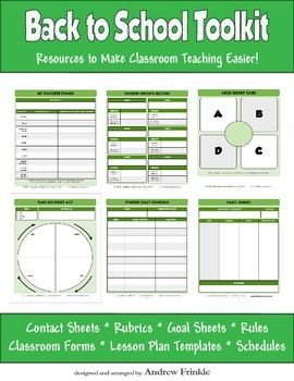 Preview of Back to School Toolkit - Over 50 Useful Classroom Forms, Lesson Plans and more