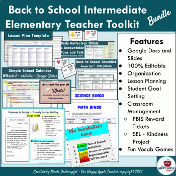 Preview of Back to School Toolkit for Intermediate Elementary Teachers EDITABLE