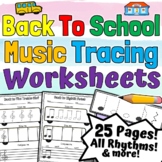 Back to School Tracing Music Worksheets | Back to Music Tr
