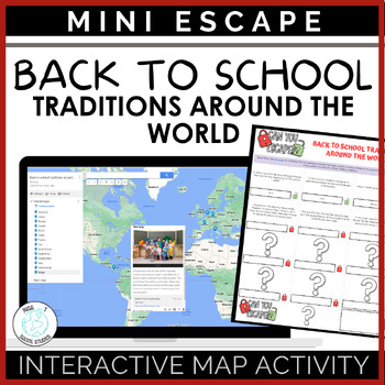Preview of Back to School Traditions Around the world Social Studies: Self-Checking Escape
