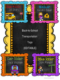 Back-to-School Transportation Tags {EDITABLE}