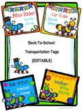 Back-to-School Transportation Tags {EDITABLE} Caterpillar-Themed
